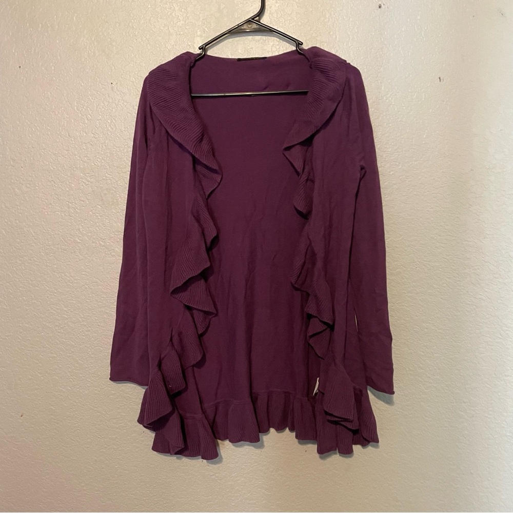 Purple Ruffled Cardigan